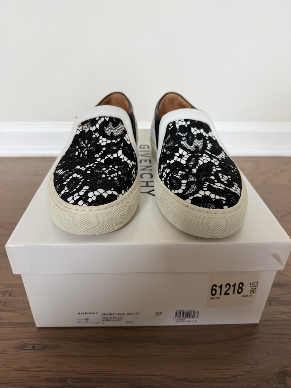 Givenchy Black Lace Overlay Slip-On Sneakers